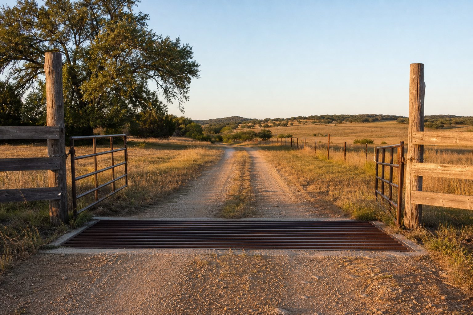 Concept image of a rustic Texas ranch entrance gate